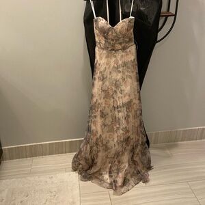 andria slate blue embroidered strapless maxi dress Chic Blue Maxi Dress - Strapless Bridal Dress - Maxi Dress